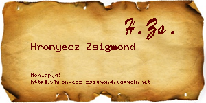 Hronyecz Zsigmond névjegykártya